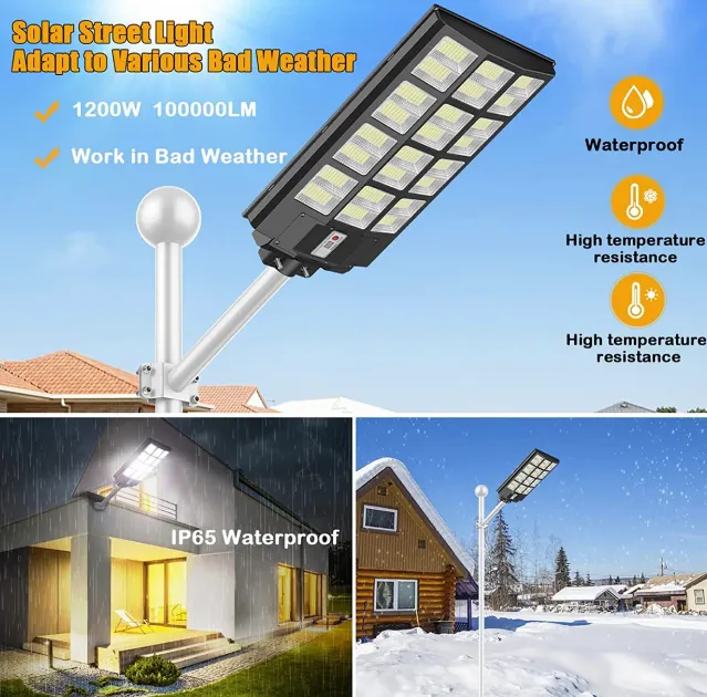 7200W Commercial Solar Street Light , 100000LM Parking Lot Light Dusk